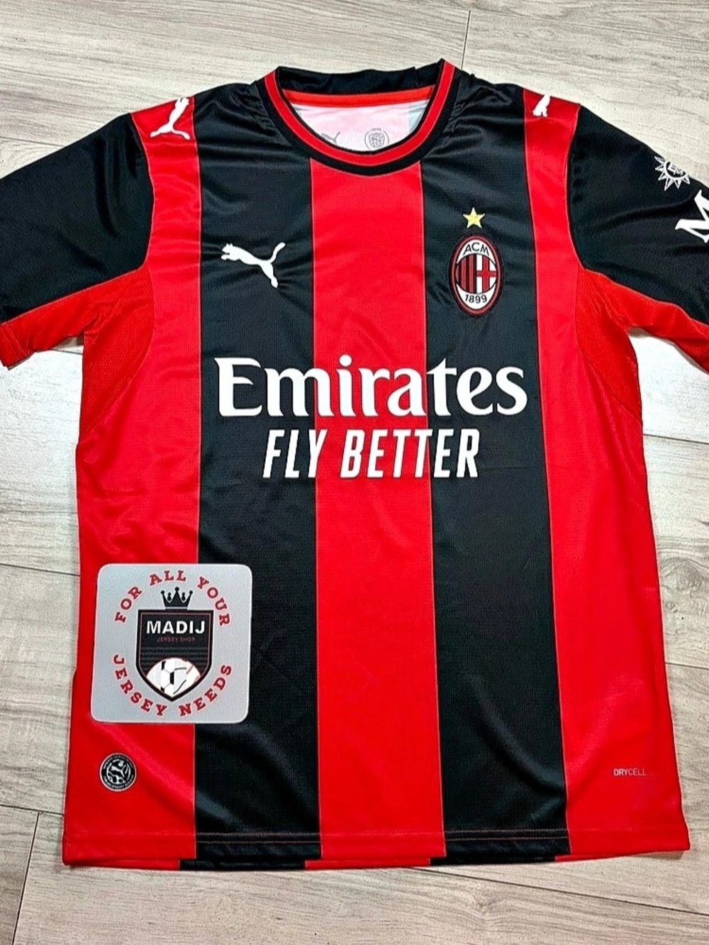 Puma AC Milan Home Jersey Men's Red & Black Striped Like New